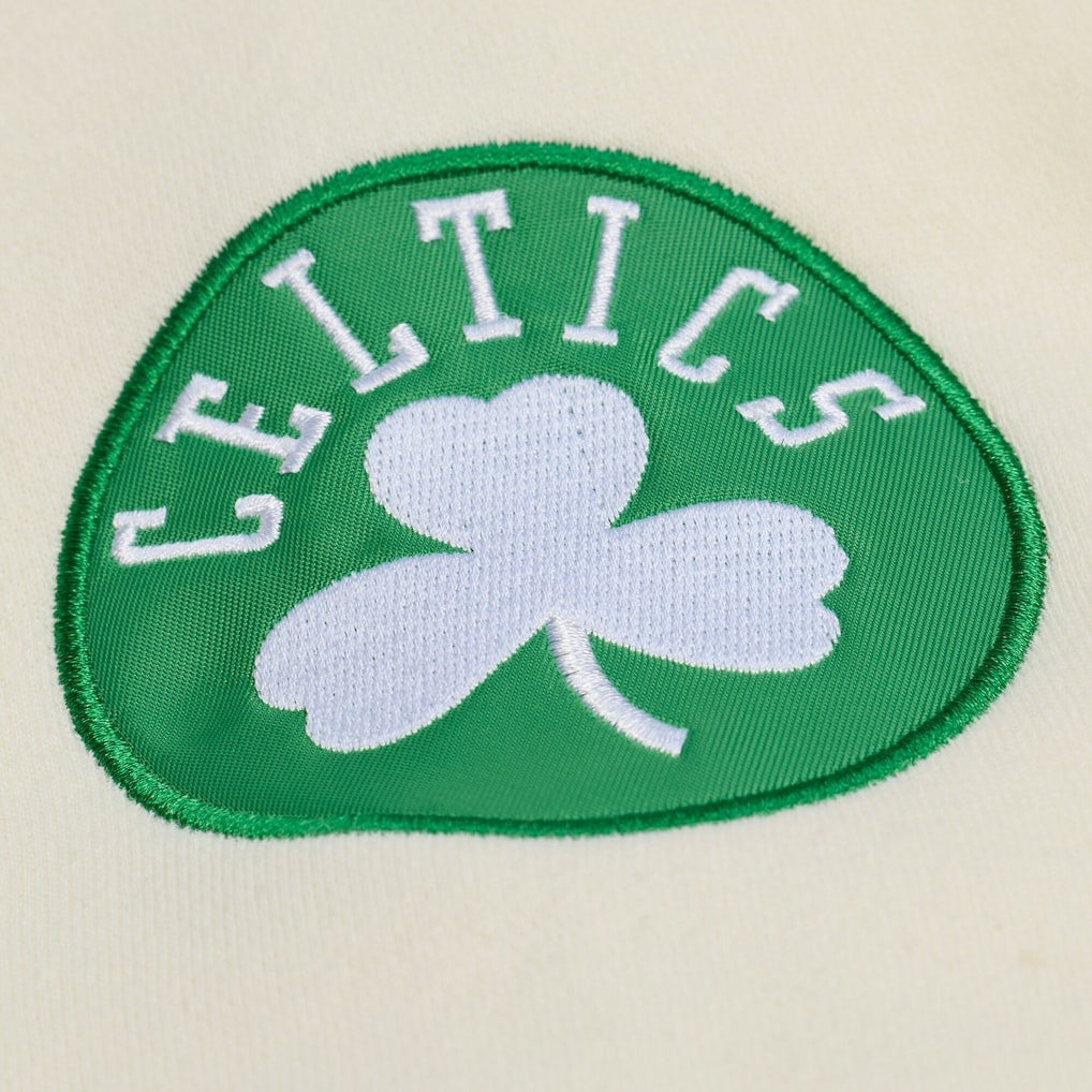 Mitchell & Ness Boston Celtics Hardwood Classics Chainstitch Premium Fleece Hoodie Cream