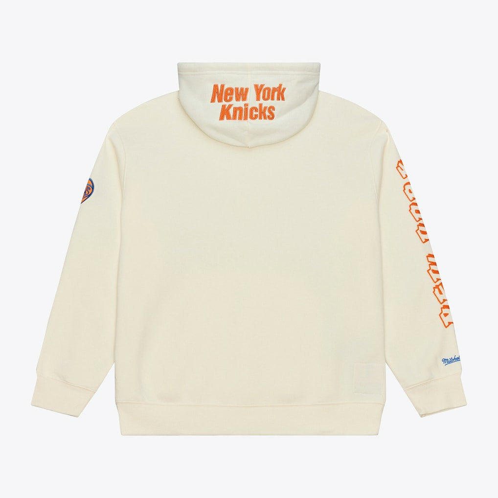 Mitchell & Ness New York Knicks Hardwood Classics Chainstitch Premium Fleece Hoodie Cream