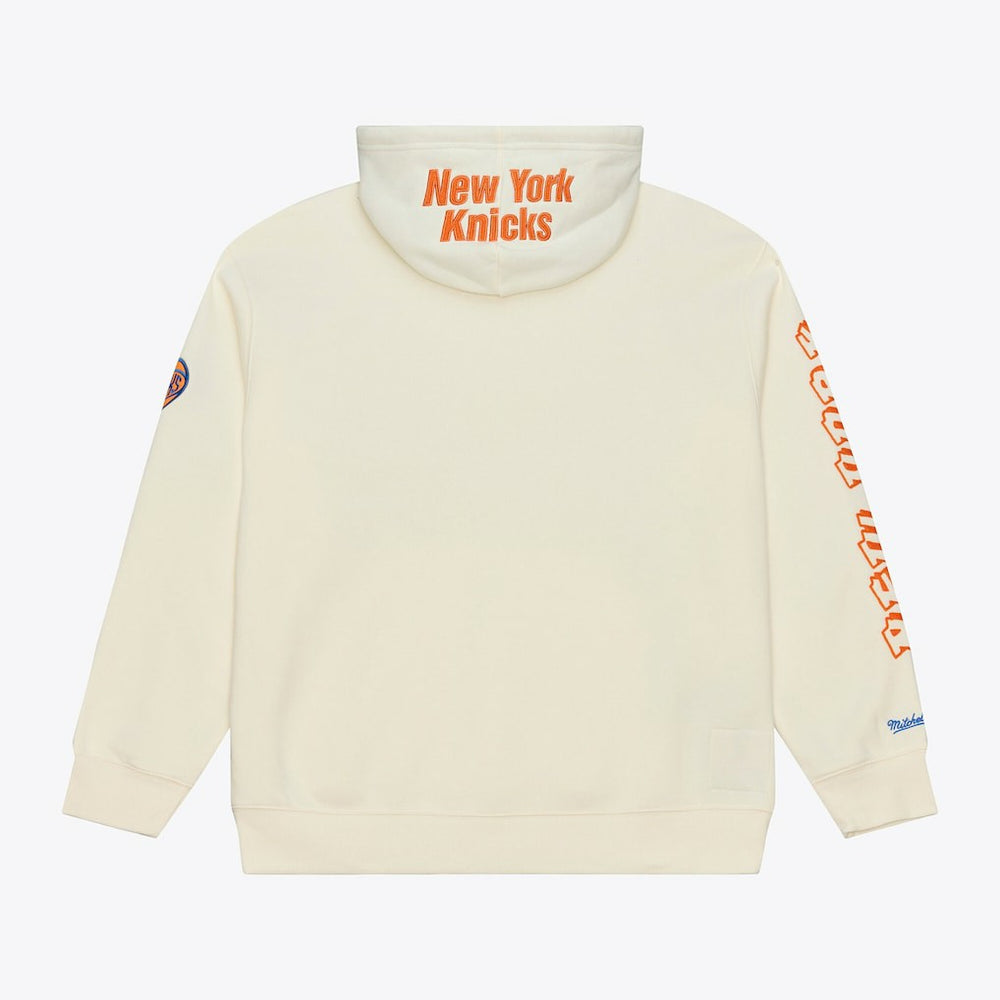 Mitchell & Ness New York Knicks Hardwood Classics Chainstitch Premium Fleece Hoodie Cream