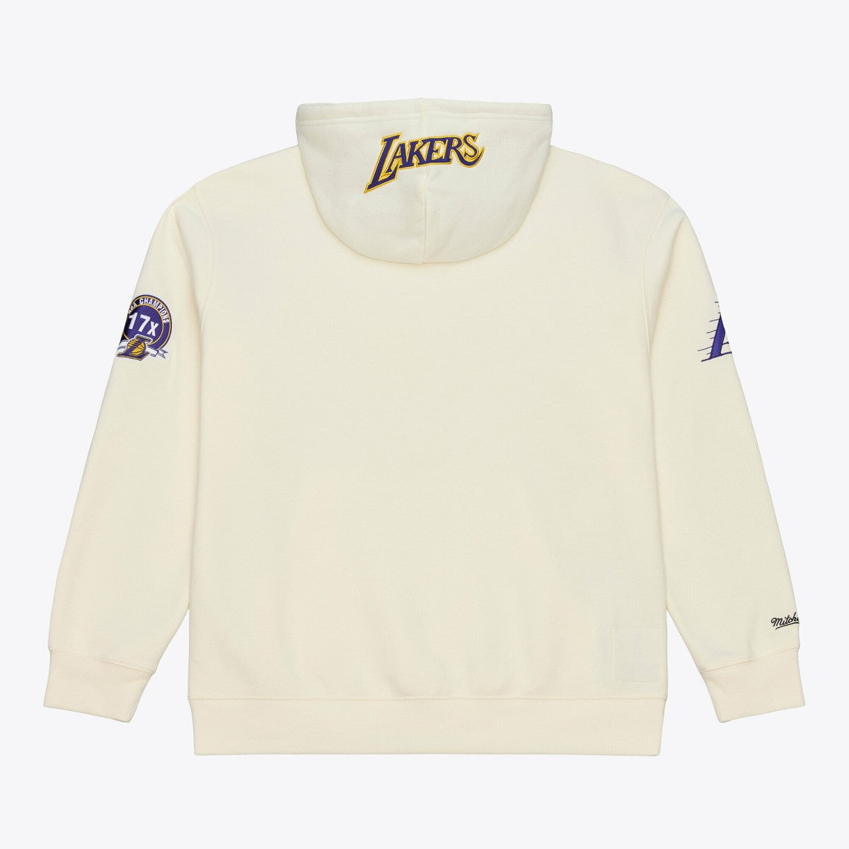 Mitchell & Ness Los Angeles Lakers Hardwood Classics Chainstitch Premium Fleece Hoodie Cream