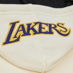 Mitchell & Ness Los Angeles Lakers Hardwood Classics Chainstitch Premium Fleece Hoodie Cream