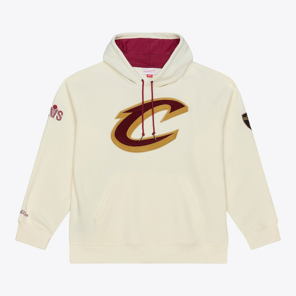 Mitchell & Ness Cleveland Cavaliers Hardwood Classics Chainstitch Premium Fleece Hoodie Cream
