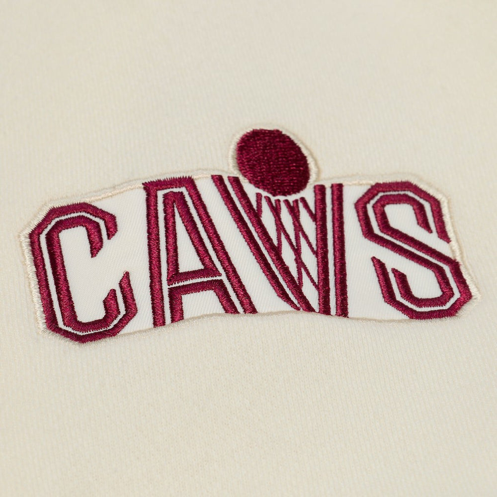 Mitchell & Ness Cleveland Cavaliers Hardwood Classics Chainstitch Premium Fleece Hoodie Cream