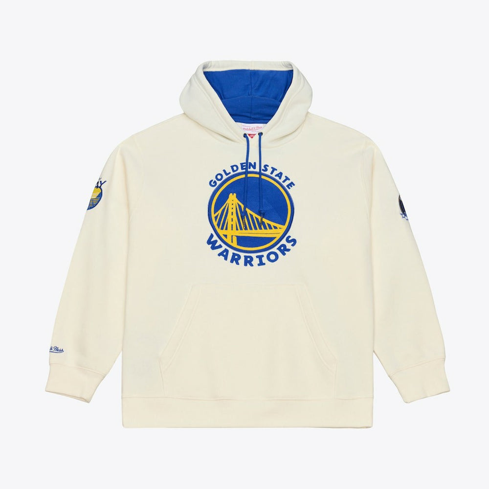 Mitchell & Ness Golden State Warriors Hardwood Classics Chainstitch Premium Fleece Hoodie Cream