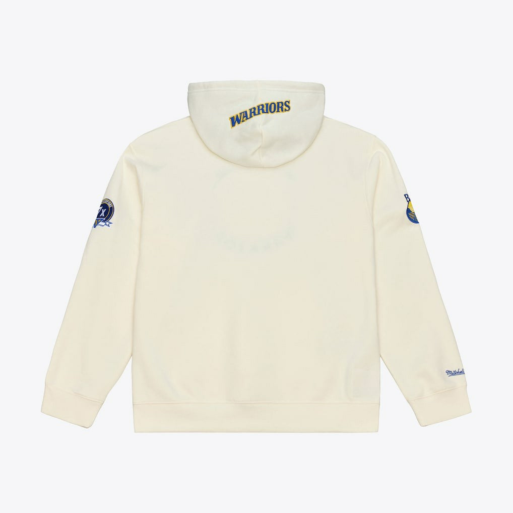 Mitchell & Ness Golden State Warriors Hardwood Classics Chainstitch Premium Fleece Hoodie Cream