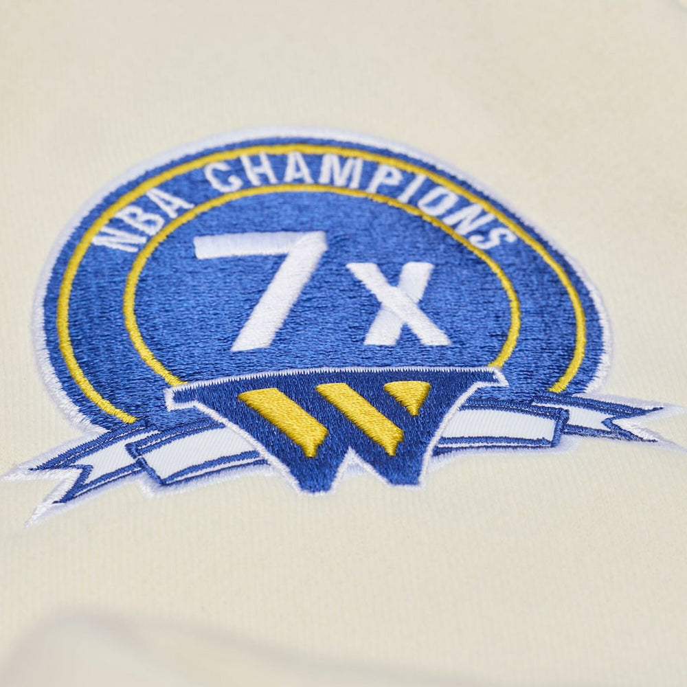 Mitchell & Ness Golden State Warriors Hardwood Classics Chainstitch Premium Fleece Hoodie Cream