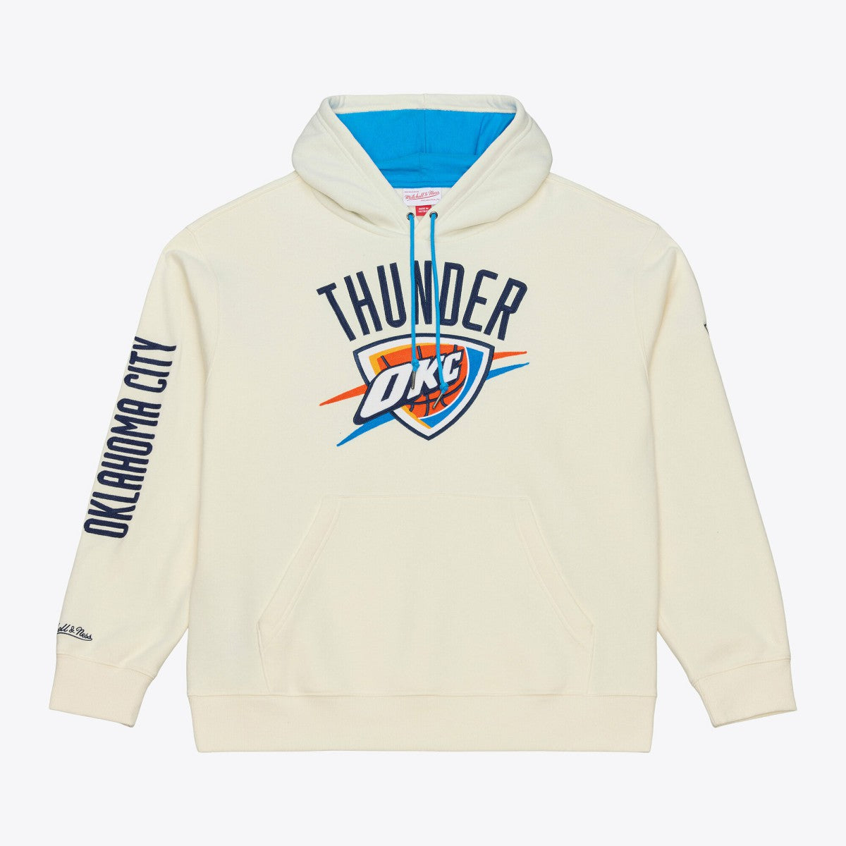 Mitchell & Ness Oklahoma City Thunder Hardwood Classics Chainstitch Premium Fleece Hoodie Cream