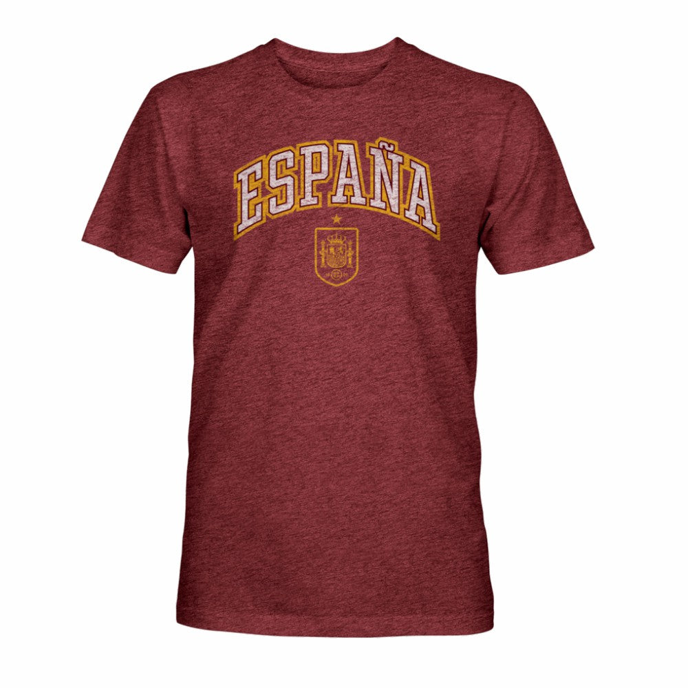 Spain National Team 1863FC Athletic Wordmark Vintage Tri-Blend T-Shirt Maroon
