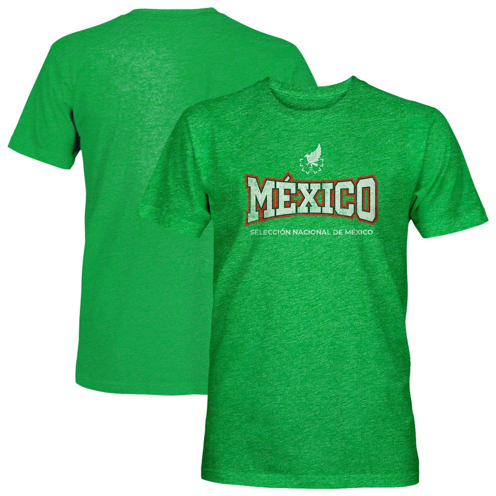 Mexico National Team 1863FC Athletic Wordmark Vintage Tri-Blend T-Shirt Green