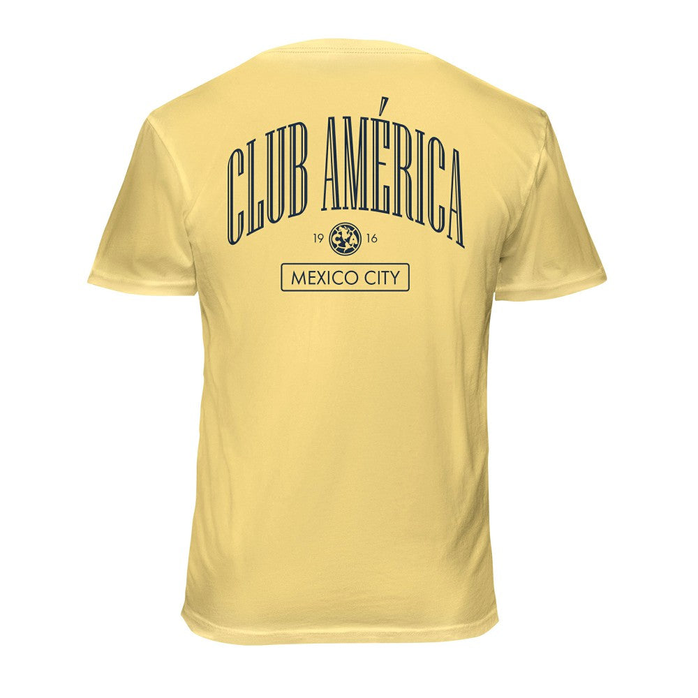 Club America 1863FC Back Wordmark Soft Wash T-Shirt Yellow