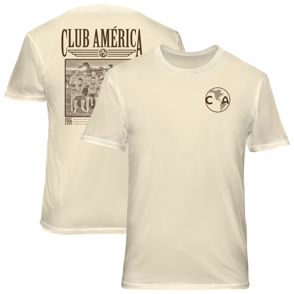 Club America 1863FC Vintage Soft Wash T-Shirt Cream