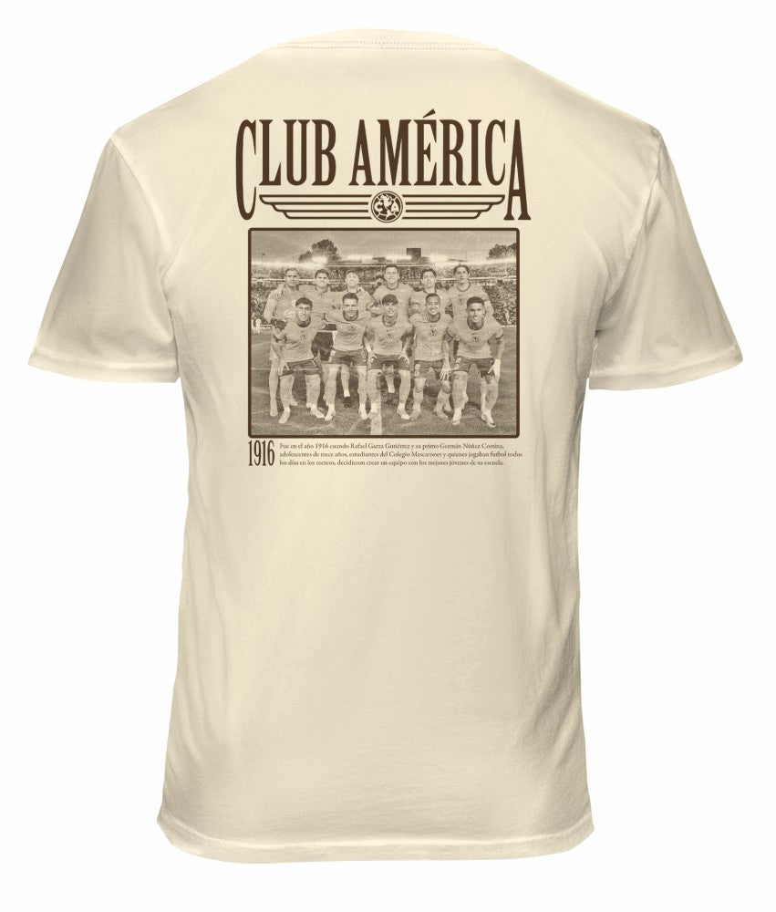 Club America 1863FC Vintage Soft Wash T-Shirt Cream