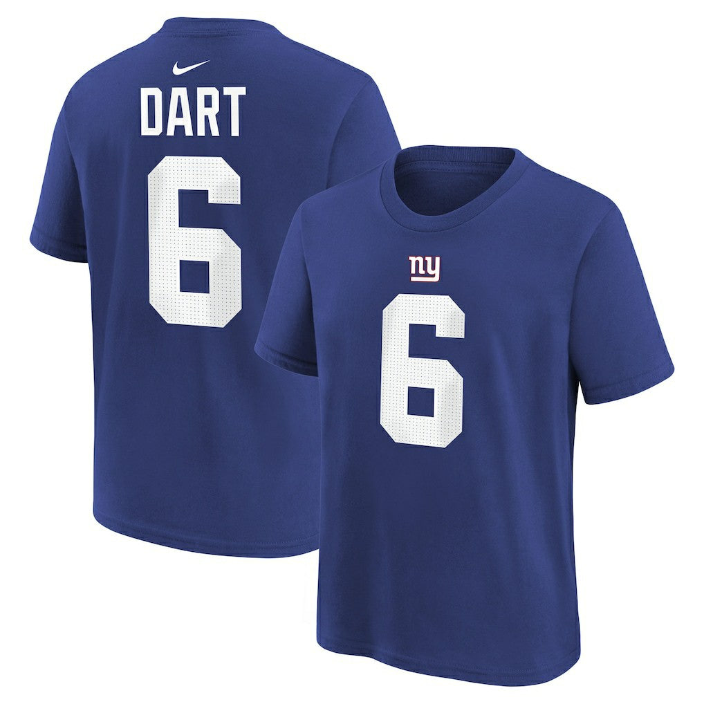 Jaxson Dart New York Giants Youth Name & Number T-Shirt - Royal - Nike