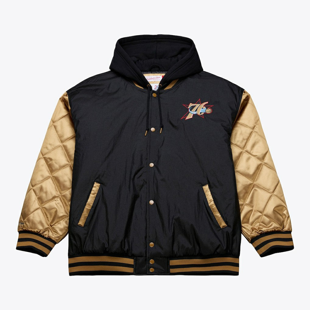Mitchell & Ness Philadelphia 76ers Hardwood Classics 76 Originals Collection Fushion Full-Snap Hoodie Jacket Black