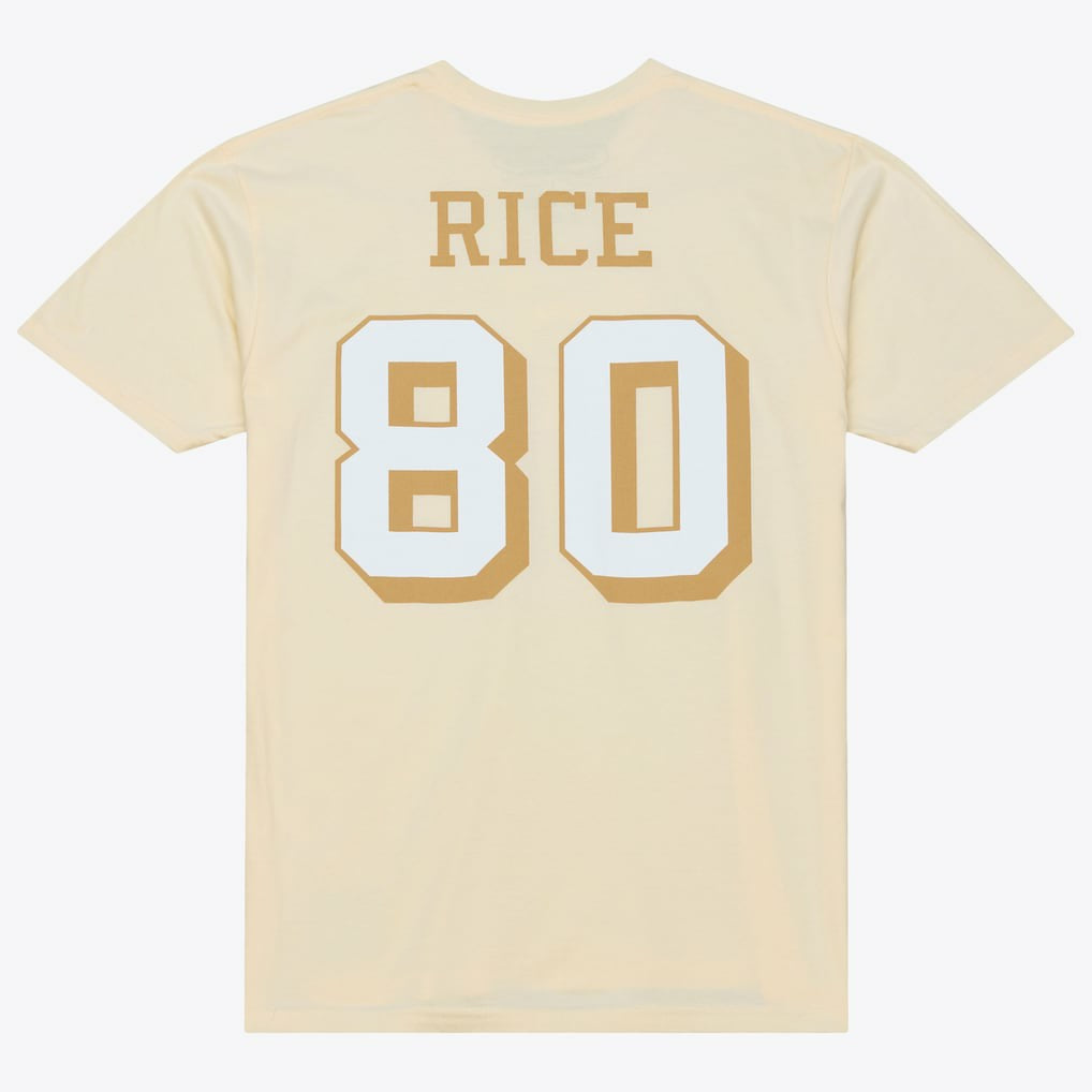 Jerry Rice San Francisco 49ers Sandman Name & Number T-Shirt - Cream - Mitchell & Ness