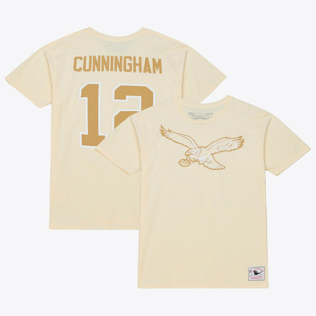 Randall Cunningham Philadelphia Eagles Sandman Name & Number T-Shirt - Cream - Mitchell & Ness