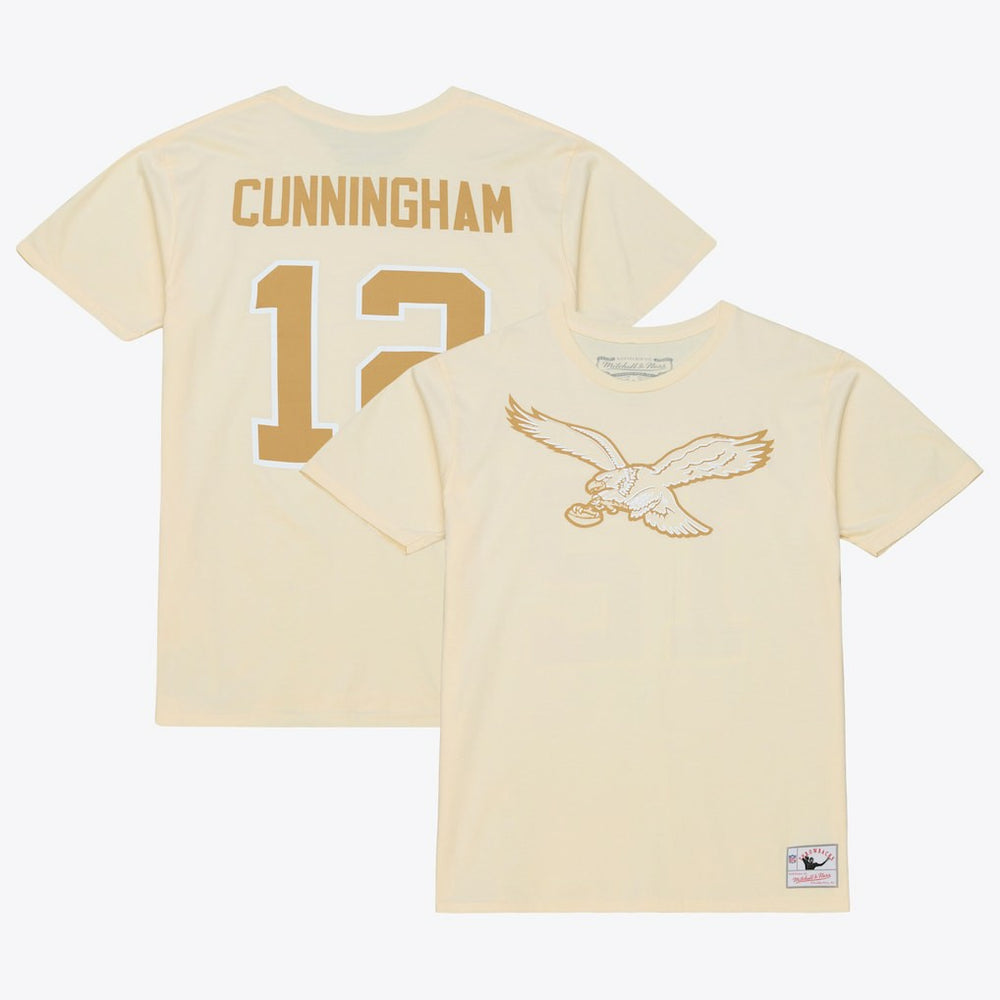 Randall Cunningham Philadelphia Eagles Sandman Name & Number T-Shirt - Cream - Mitchell & Ness