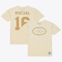 Joe Montana San Francisco 49ers Sandman Name & Number T-Shirt - Cream - Mitchell & Ness
