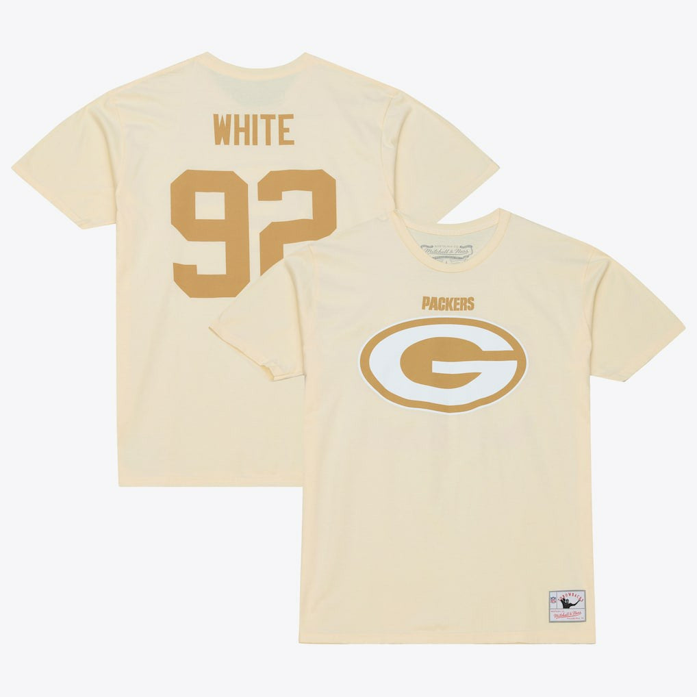 Reggie White Green Bay Packers Sandman Name & Number T-Shirt - Cream - Mitchell & Ness