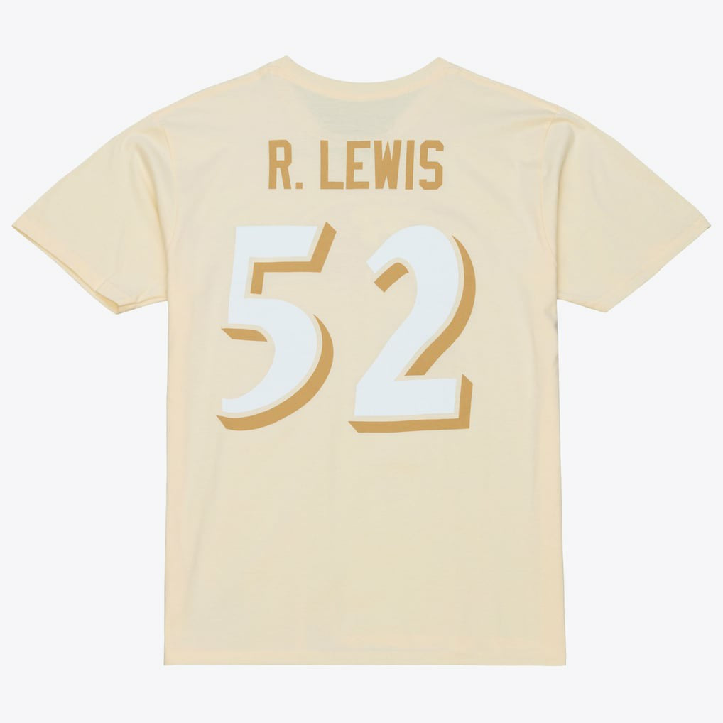 Ray Lewis Baltimore Ravens Sandman Name & Number T-Shirt - Cream - Mitchell & Ness