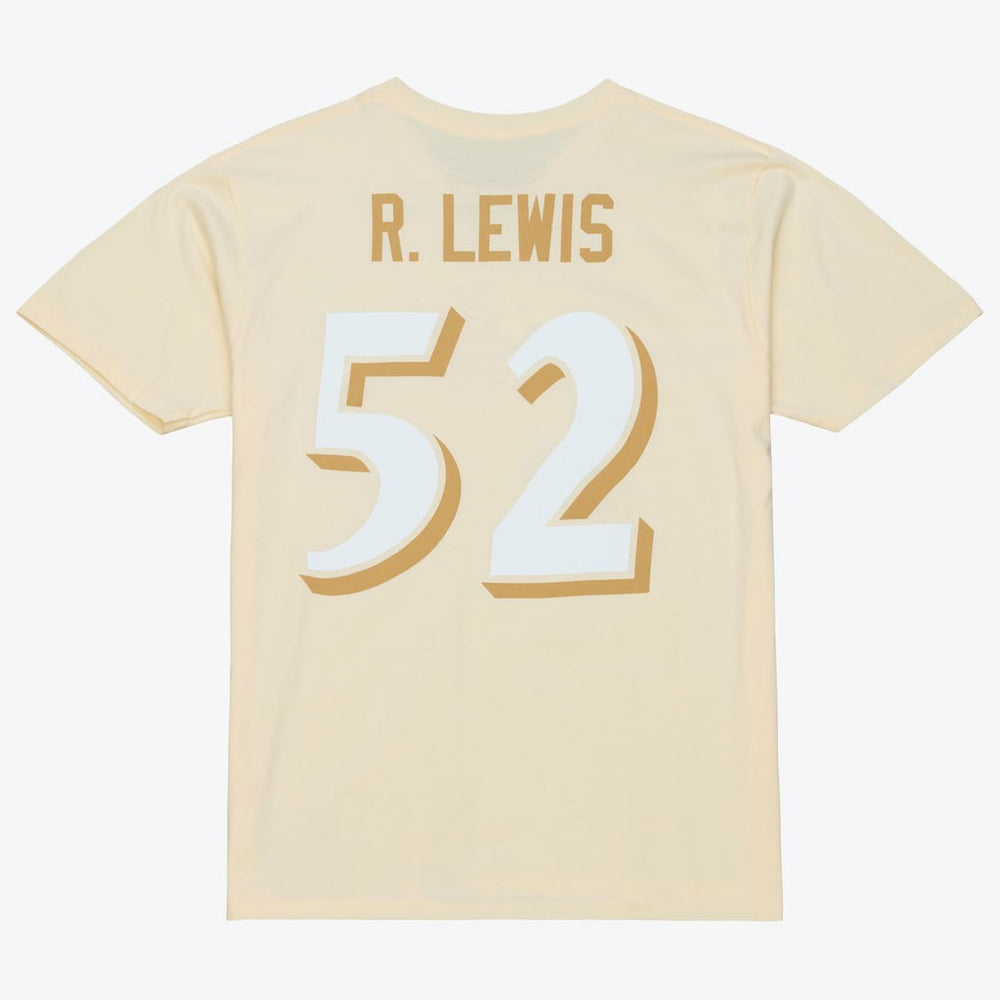 Ray Lewis Baltimore Ravens Sandman Name & Number T-Shirt - Cream - Mitchell & Ness