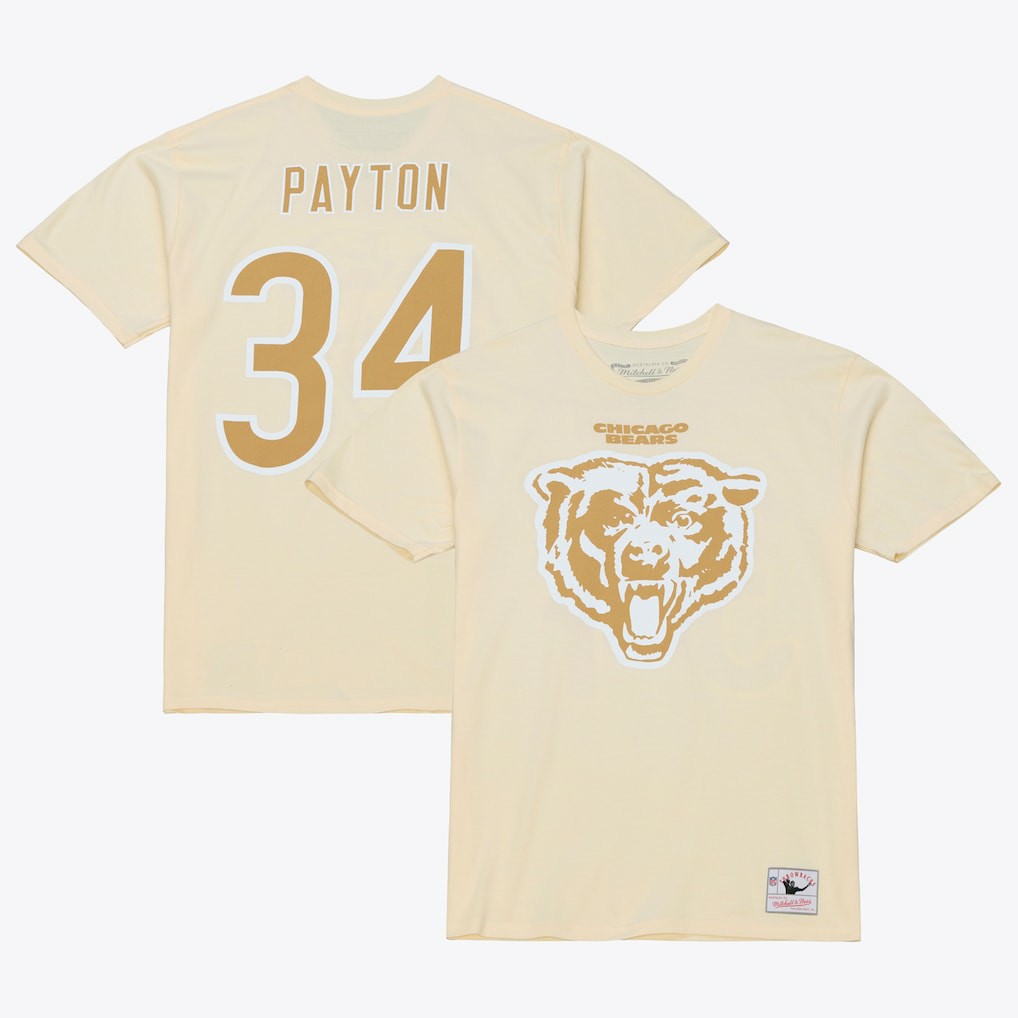 Walter Payton Chicago Bears Sandman Name & Number T-Shirt - Cream - Mitchell & Ness