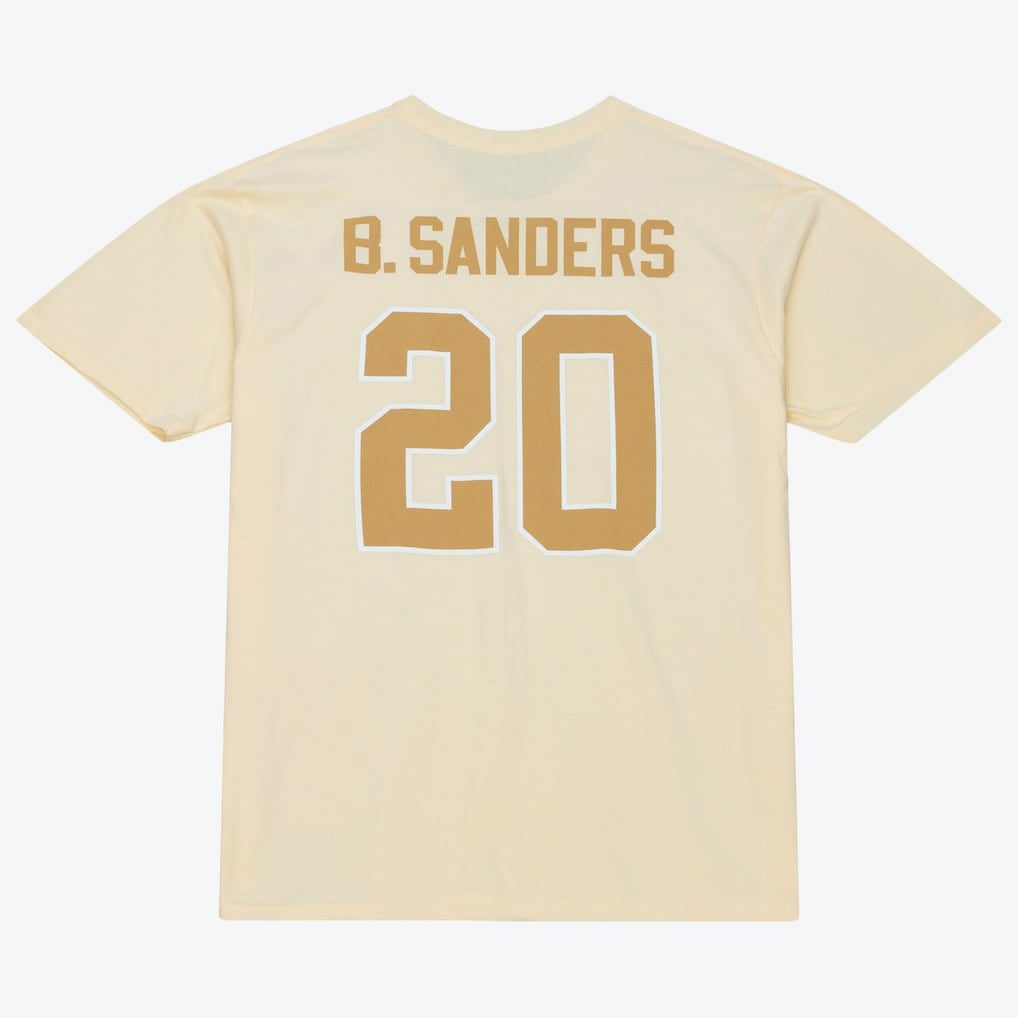 Barry Sanders Detroit Lions Sandman Name & Number T-Shirt - Cream - Mitchell & Ness
