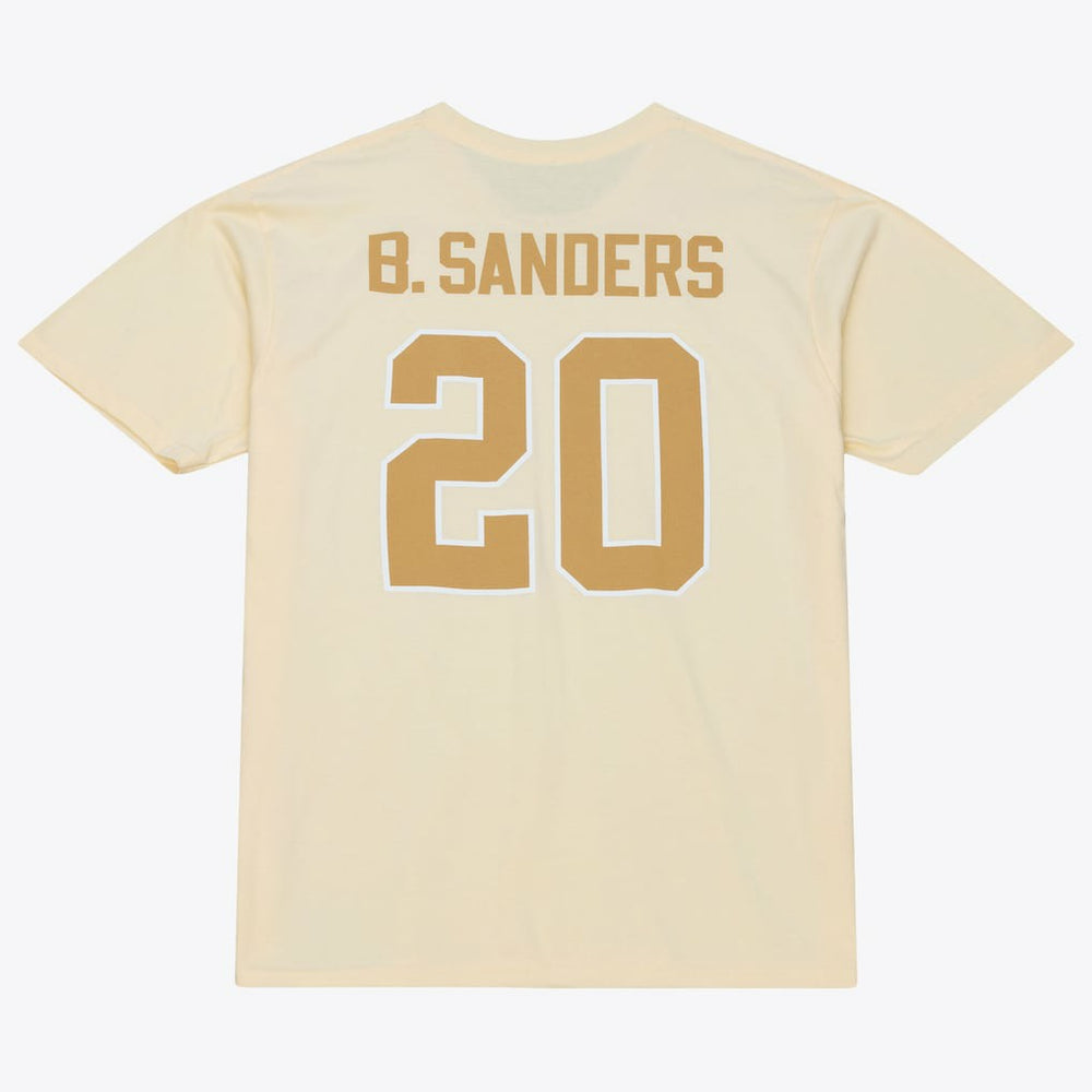 Barry Sanders Detroit Lions Sandman Name & Number T-Shirt - Cream - Mitchell & Ness