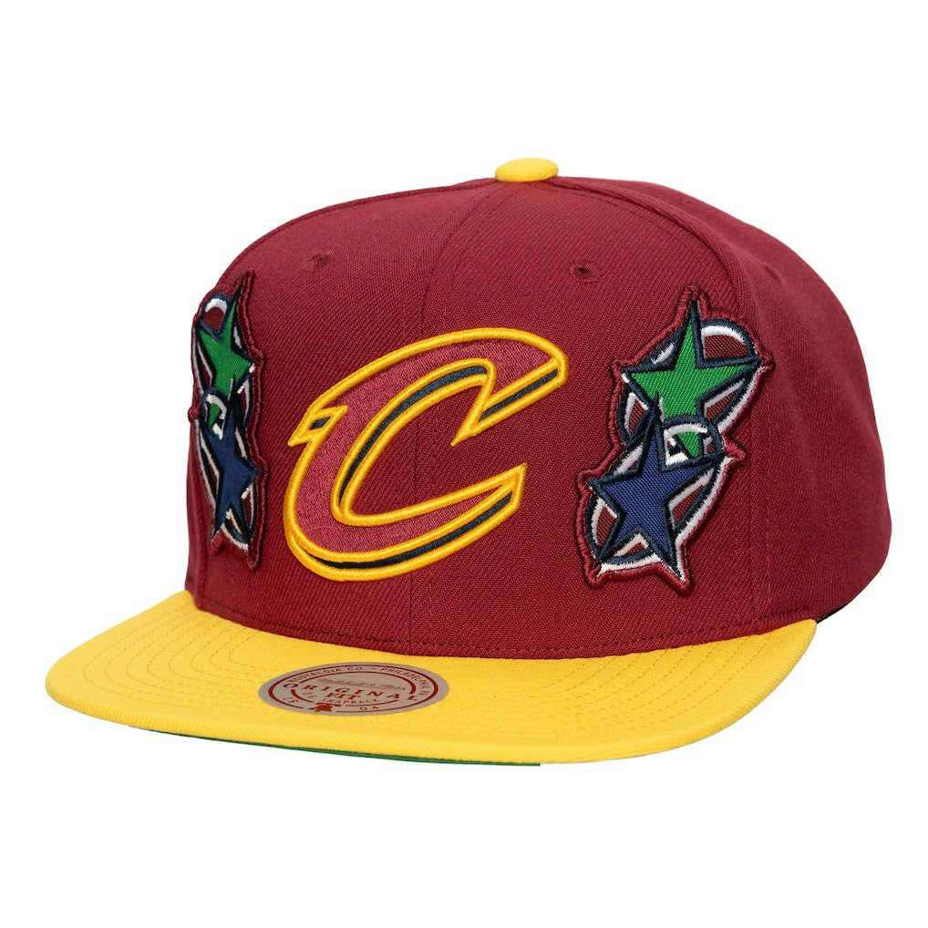 Mitchell & Ness Cleveland Cavaliers x Billie Eilish Hardwood Classics Patch Snapback Hat Wine/Gold