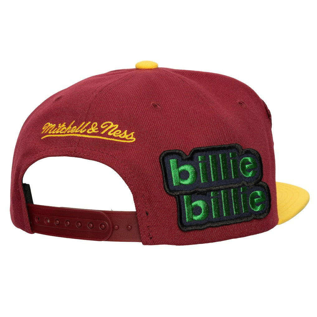 Mitchell & Ness Cleveland Cavaliers x Billie Eilish Hardwood Classics Patch Snapback Hat Wine/Gold