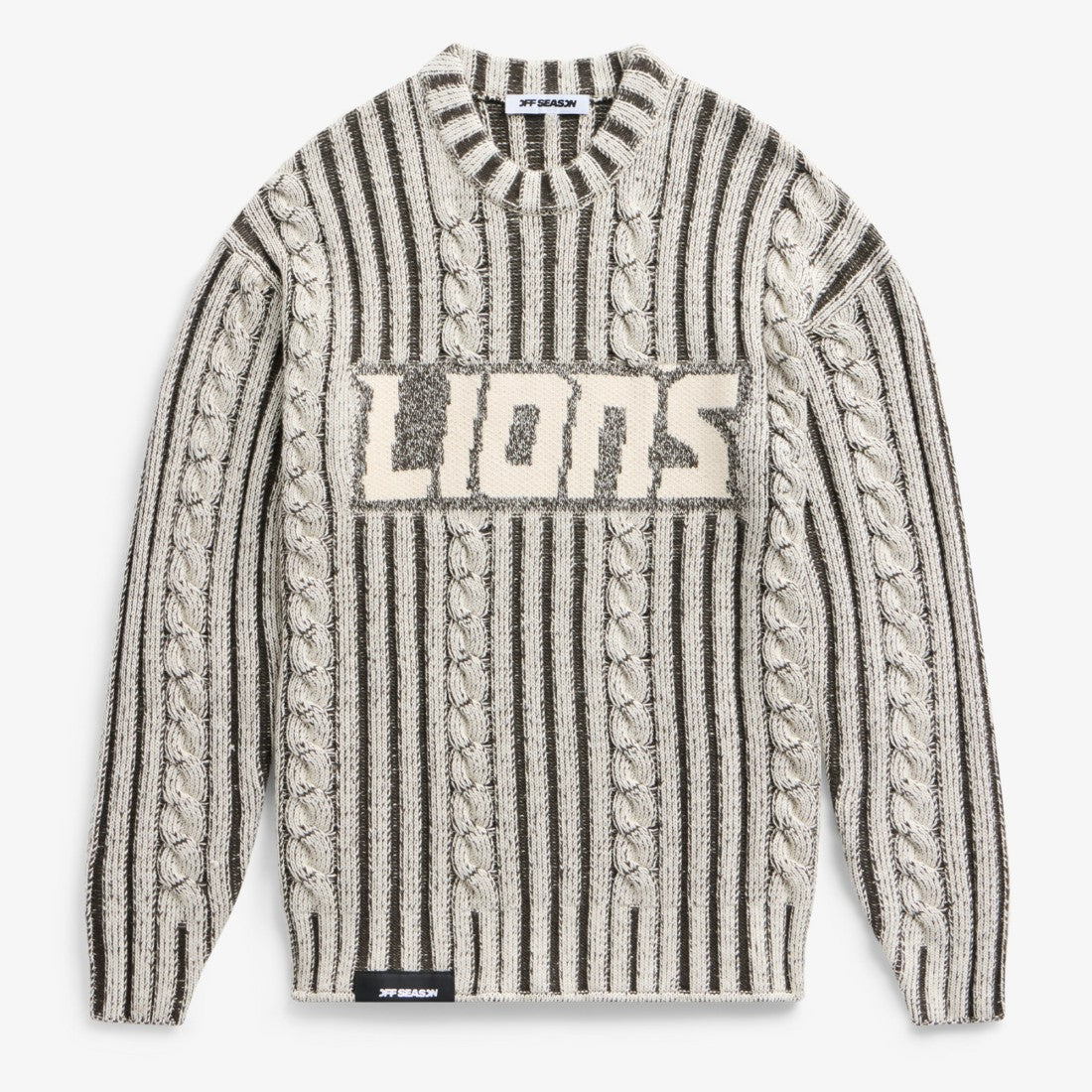 Detroit Lions Off Season x NFL Unisex Cable Knit Sweater - Cream/Gray - NFL