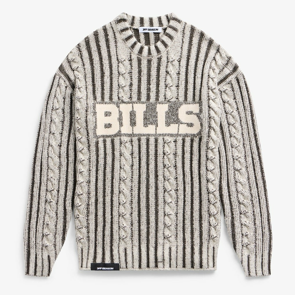 Buffalo Bills Off Season x NFL Unisex Cable Knit Sweater - Cream/Gray - NFL