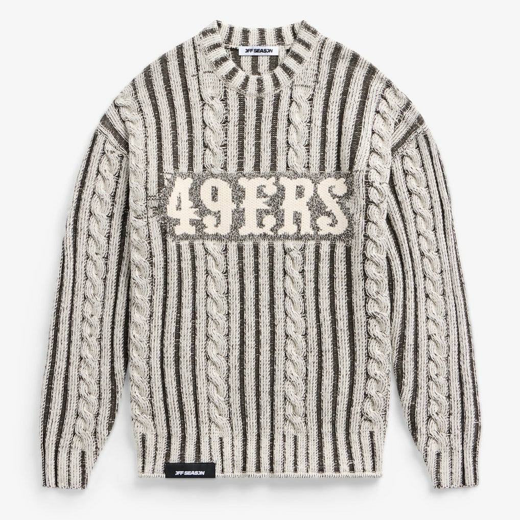 San Francisco 49ers Off Season x NFL Unisex Cable Knit Sweater - Cream/Gray - NFL