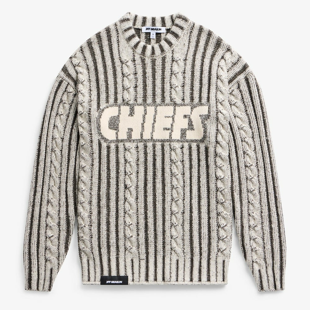 Kansas City Chiefs Off Season x NFL Unisex Cable Knit Sweater - Cream/Gray - NFL
