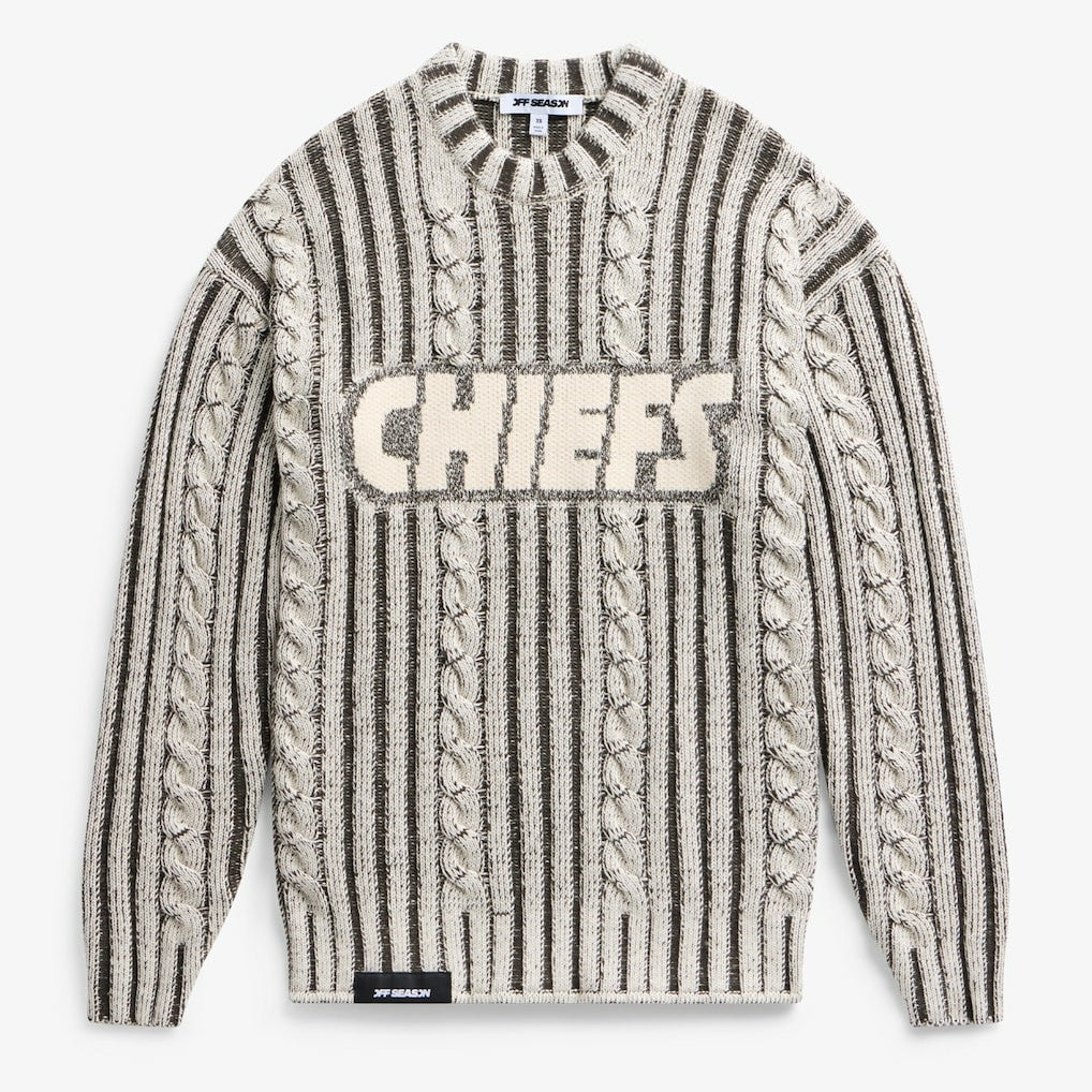 Kansas City Chiefs Off Season x NFL Unisex Cable Knit Sweater - Cream/Gray - NFL