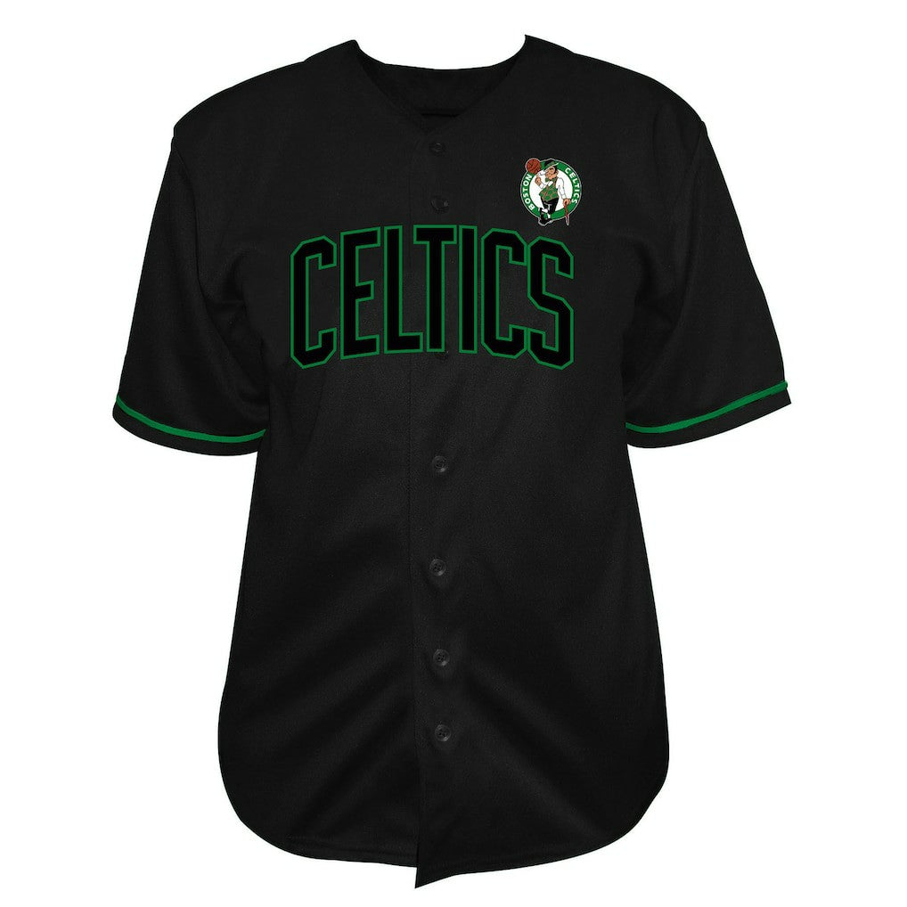 Fanatics Boston Celtics Big & Tall Pop Full-Button Baseball Jersey Black