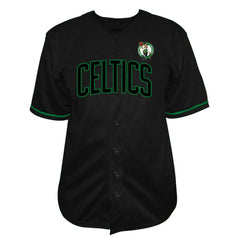 Fanatics Boston Celtics Big & Tall Pop Full-Button Baseball Jersey Black
