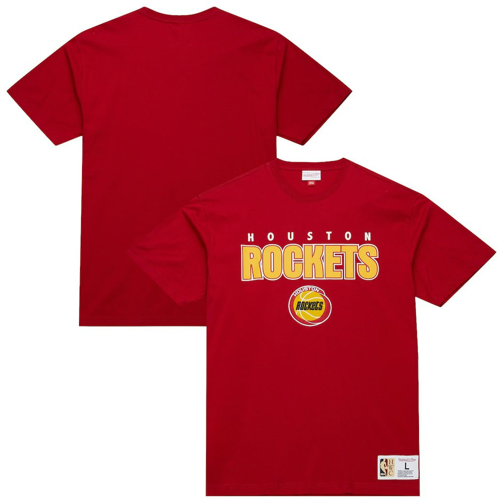Mitchell & Ness Houston Rockets Hardwood Classics Throw It Back Premium T-Shirt Red
