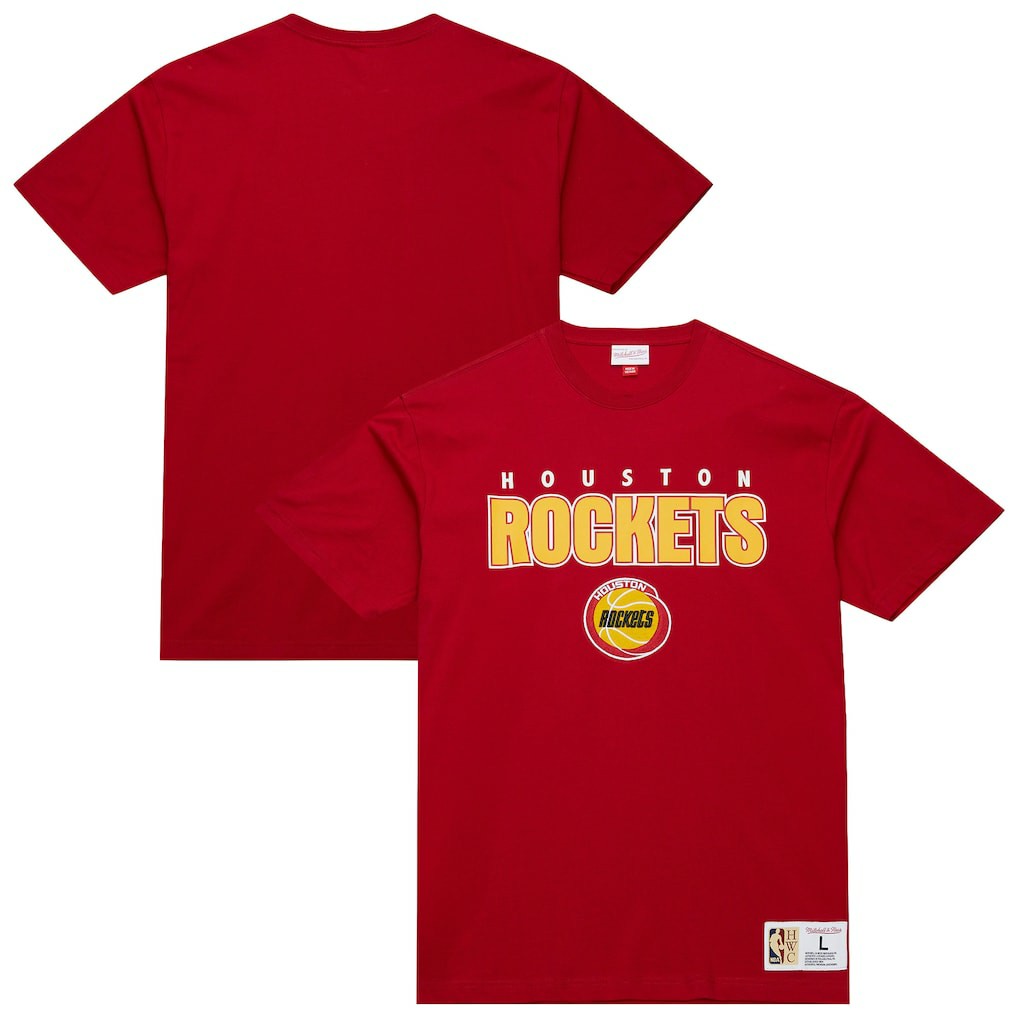 Mitchell & Ness Houston Rockets Hardwood Classics Throw It Back Premium T-Shirt Red