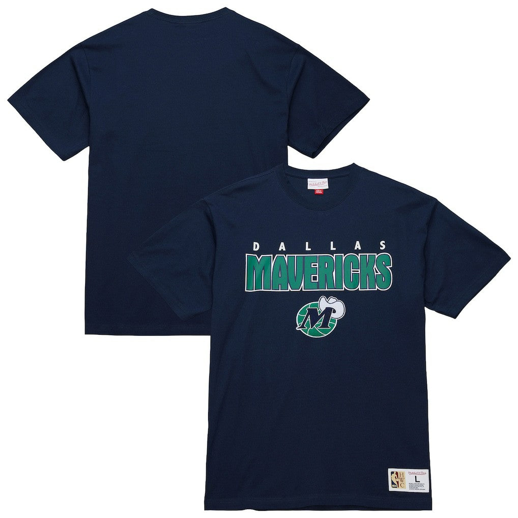 Mitchell & Ness Dallas Mavericks Hardwood Classics Throw It Back Premium T-Shirt Navy