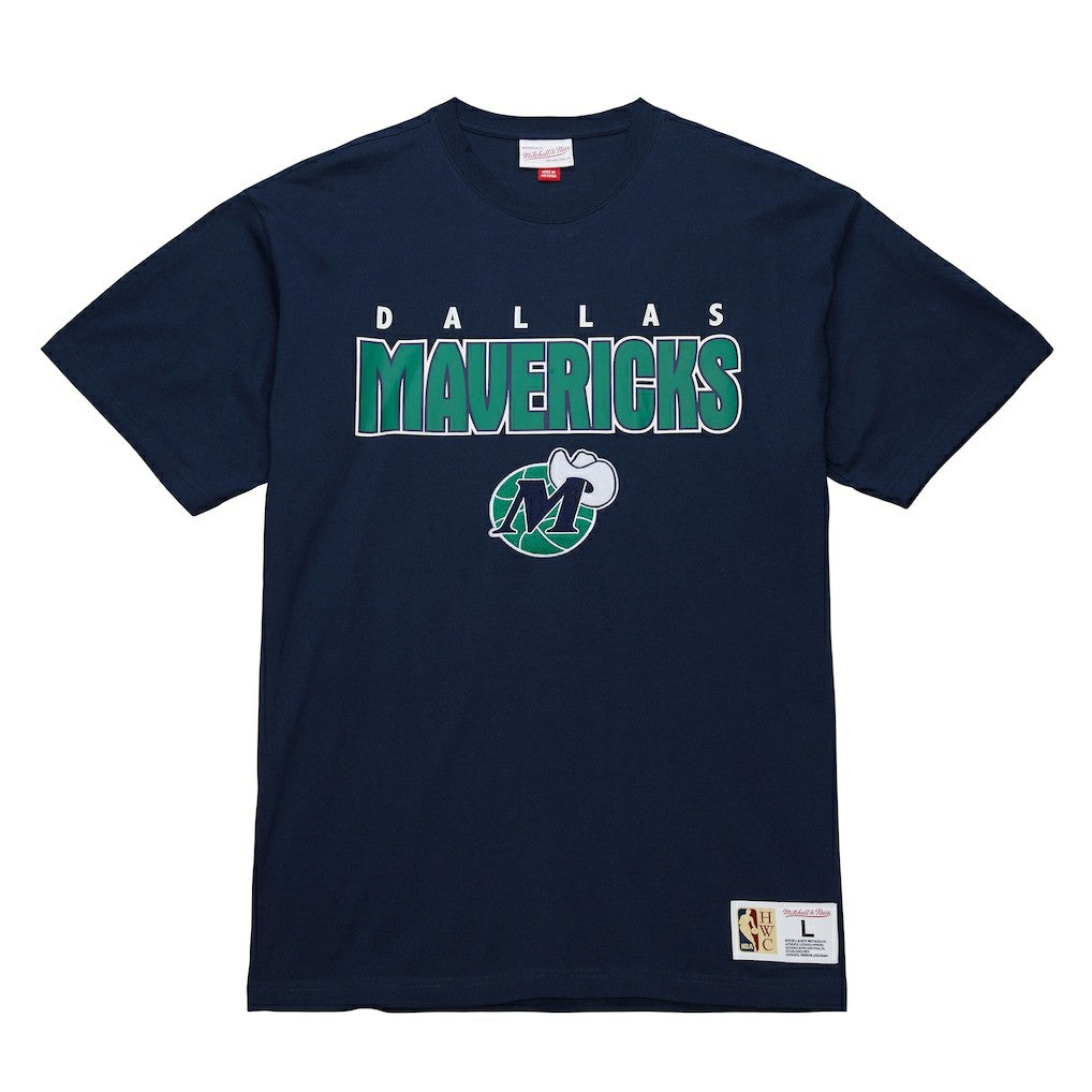 Mitchell & Ness Dallas Mavericks Hardwood Classics Throw It Back Premium T-Shirt Navy