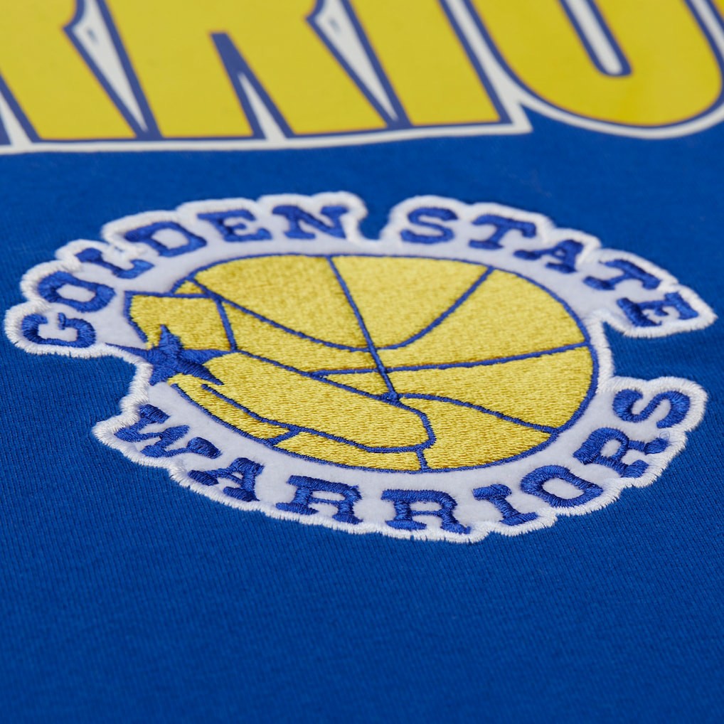 Mitchell & Ness Golden State Warriors Hardwood Classics Throw It Back Premium T-Shirt Royal