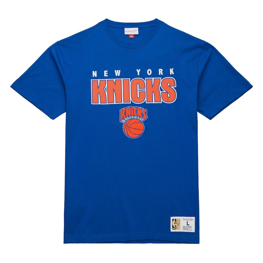 Mitchell & Ness New York Knicks Hardwood Classics Throw It Back Premium T-Shirt Blue