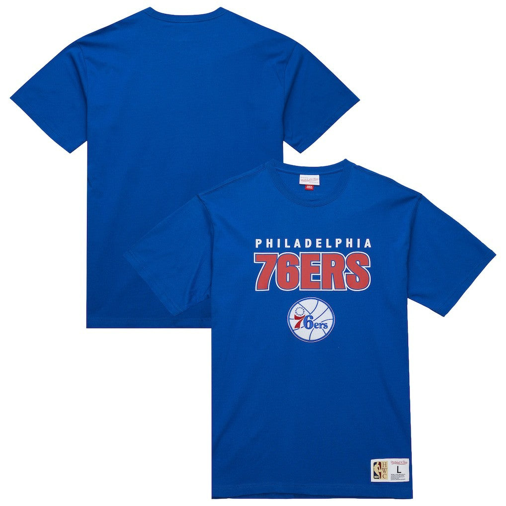 Mitchell & Ness Philadelphia 76ers Hardwood Classics Throw It Back Premium T-Shirt Royal