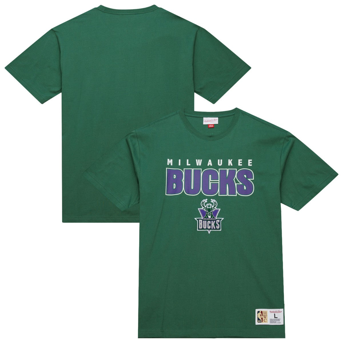 Mitchell & Ness Milwaukee Bucks Hardwood Classics Throw It Back Premium T-Shirt Green