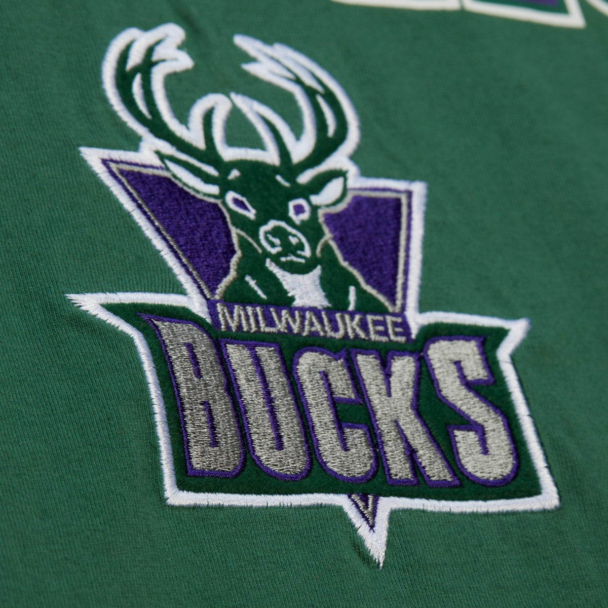 Mitchell & Ness Milwaukee Bucks Hardwood Classics Throw It Back Premium T-Shirt Green