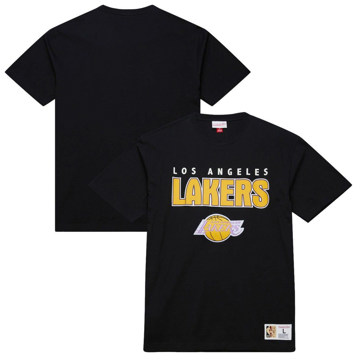 Mitchell & Ness Los Angeles Lakers Hardwood Classics Throw It Back Premium T-Shirt Black