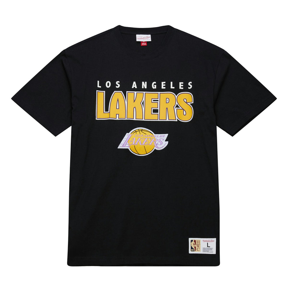 Mitchell & Ness Los Angeles Lakers Hardwood Classics Throw It Back Premium T-Shirt Black