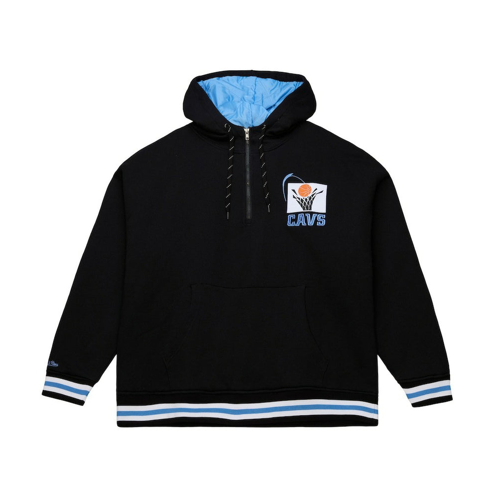 Mitchell & Ness Cleveland Cavaliers Throw It Back Quilted Fleece Quarter-Zip Hoodie Black
