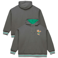 Mitchell & Ness Milwaukee Bucks Throw It Back Quilted Fleece Quarter-Zip Hoodie Gray